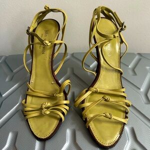 John Varvatos Leather Pear green Strappy Sandals high Heels Fall Italy Nappa